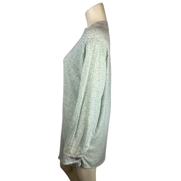 Natalie Martin Long Sleeve Printed Tunic Size XS Button Popover Green Pockets - Picture 2 of 11